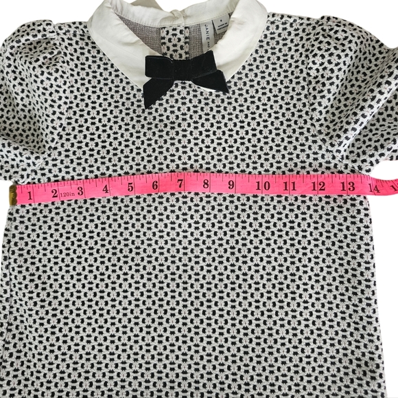 Janie & Jack Geo Floral Jacquard Bow Collar Dress Girls Size 8 Black/ White - Picture 12 of 13